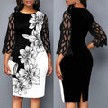 Lace Stitching Mesh Party Evening Dress