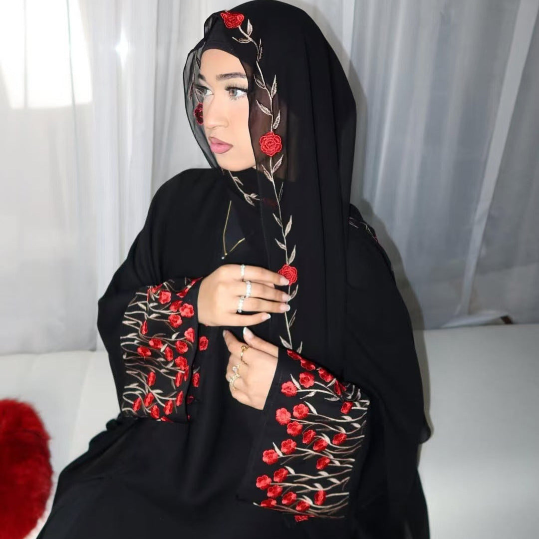Dubai Middle East Turkey Dubai Flower Embroidered Elegant Cardigan