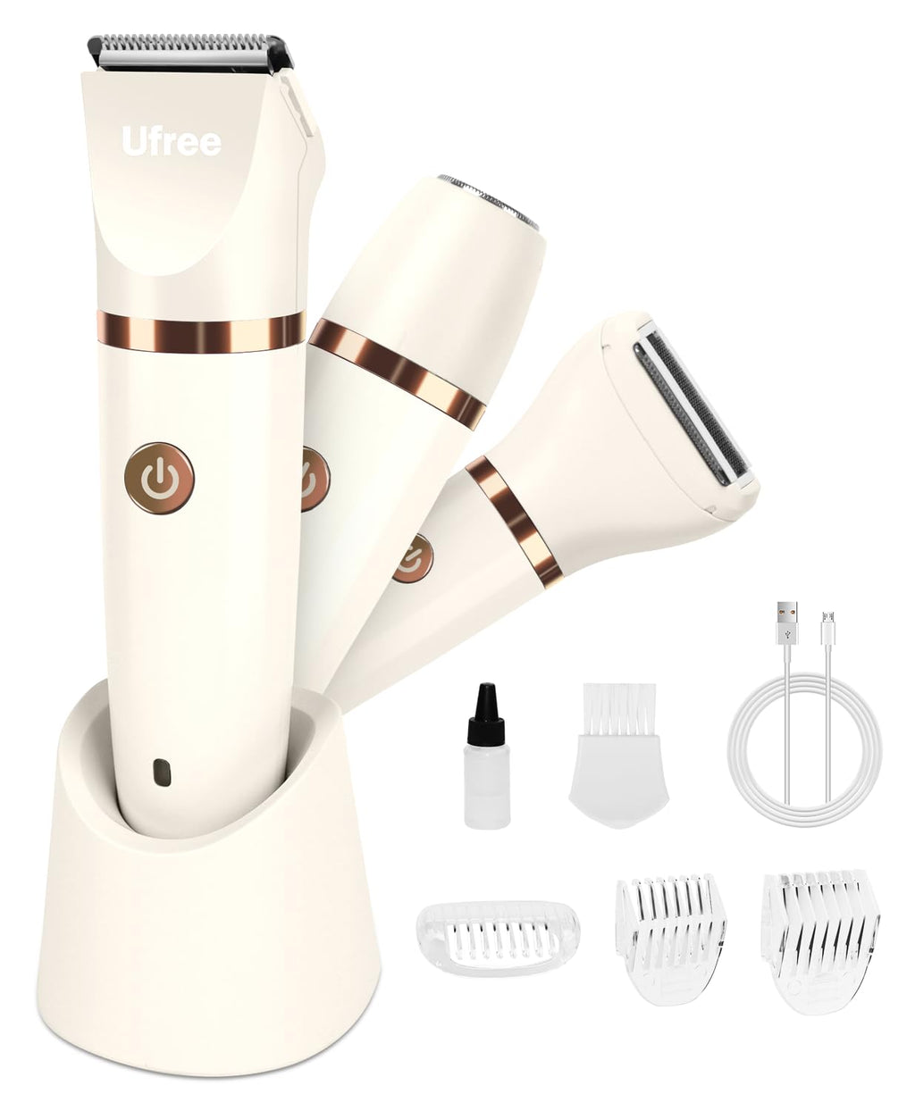 Ufree Bikini Trimmer Electric Razors for Women, Rechargeable Pubic Body Hair Trimmer Electric Shaver for Legs Body Hair, Bikini Shaver IPX7 Waterproof, Gifts for Women