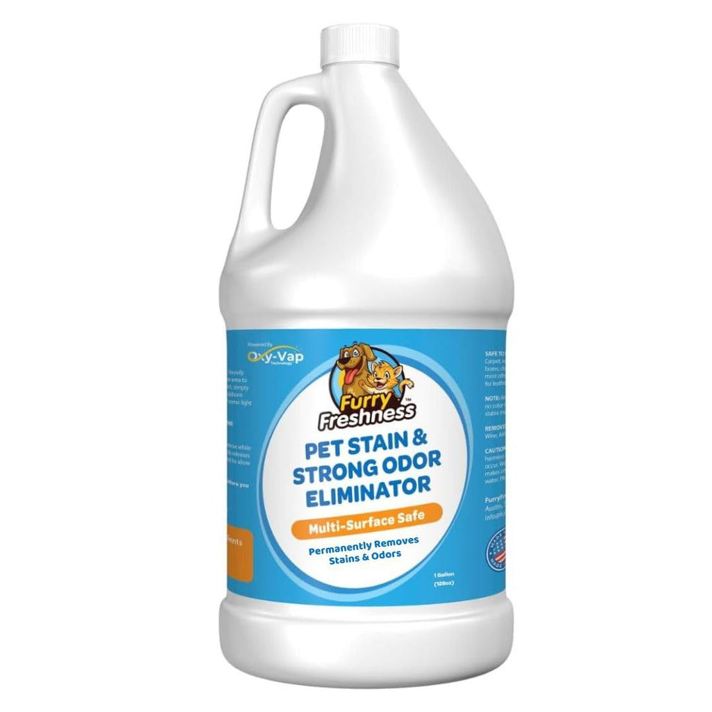 FurryFreshness Extra Strength Cat or Dog Pee Stain & Permanent Odor Remover + Smell Eliminator -Removes Stains from Pets & Kids Including Urine, Blood or Accidents - Carpet+ Solution Lifts Old Stains