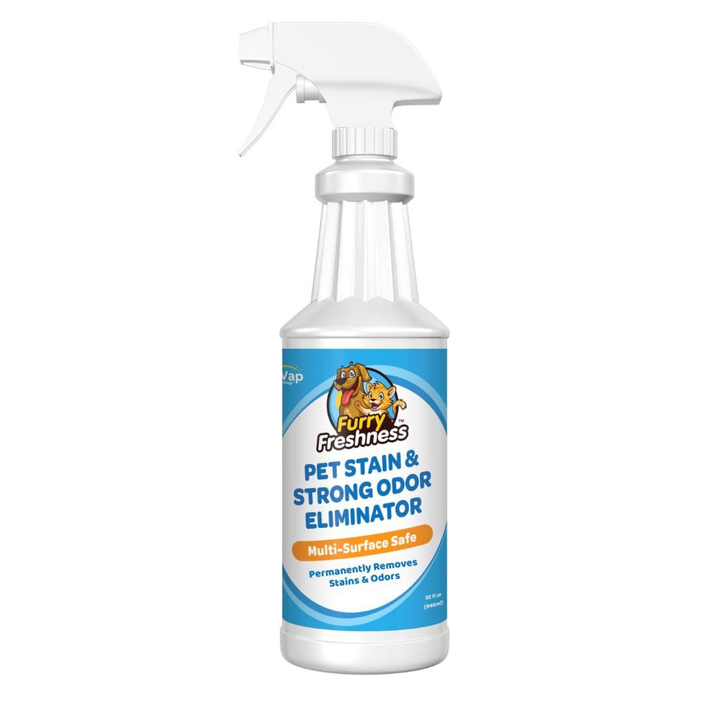 FurryFreshness Extra Strength Cat or Dog Pee Stain & Permanent Odor Remover + Smell Eliminator -Removes Stains from Pets & Kids Including Urine, Blood or Accidents - Carpet+ Solution Lifts Old Stains
