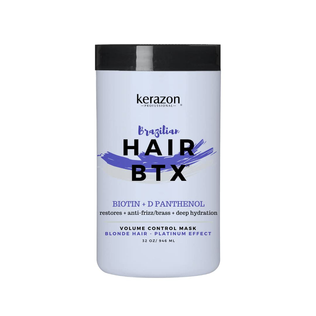 KERAZON Blonde Brazilian Hair BTX Purple Mask – Thermal Activated Hair Treatment for Blonde, Platinum & Silver Hair, Anti-Brass Care, Hydration, Shine & Frizz Control