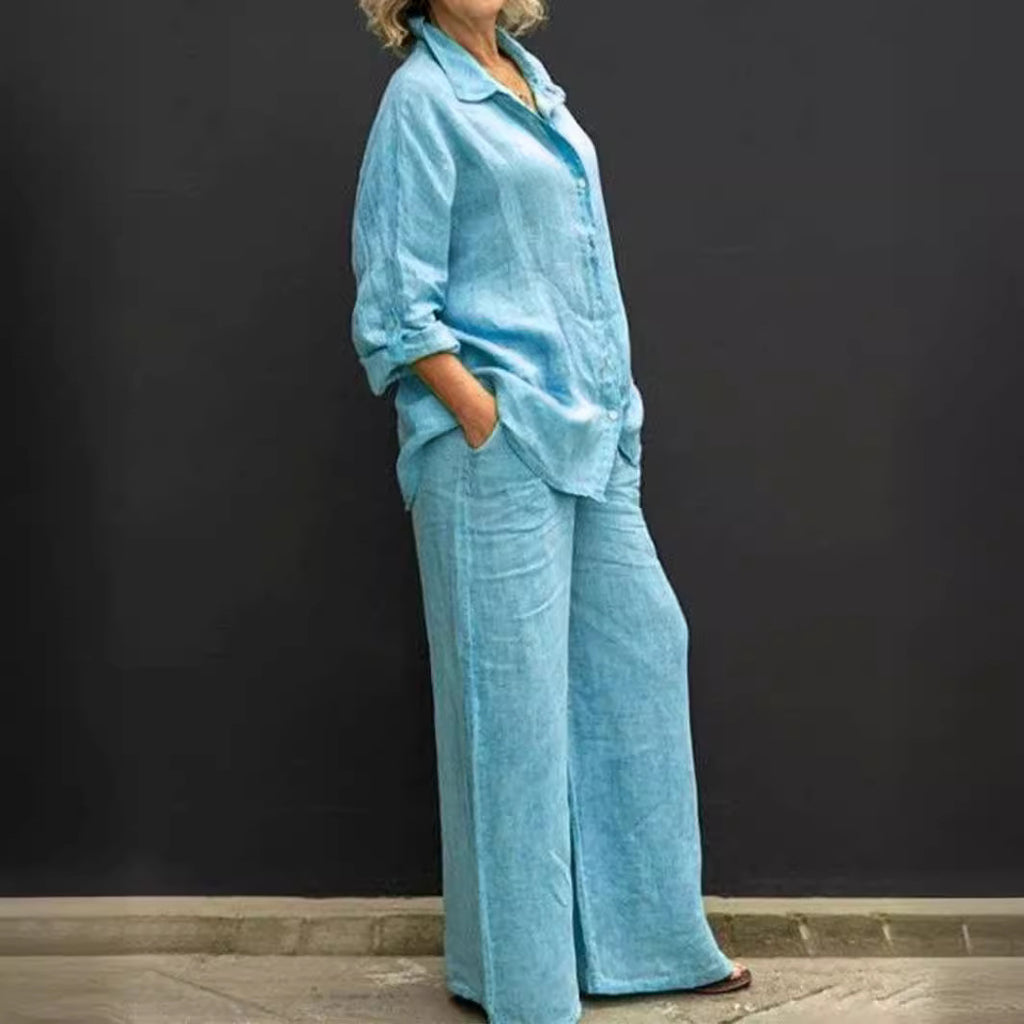 New Womens Shirt Set Casual Urban Outfit