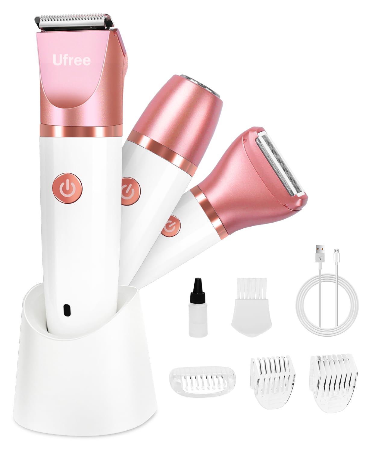 Ufree Bikini Trimmer Electric Razors for Women, Rechargeable Pubic Body Hair Trimmer Electric Shaver for Legs Body Hair, Bikini Shaver IPX7 Waterproof, Gifts for Women