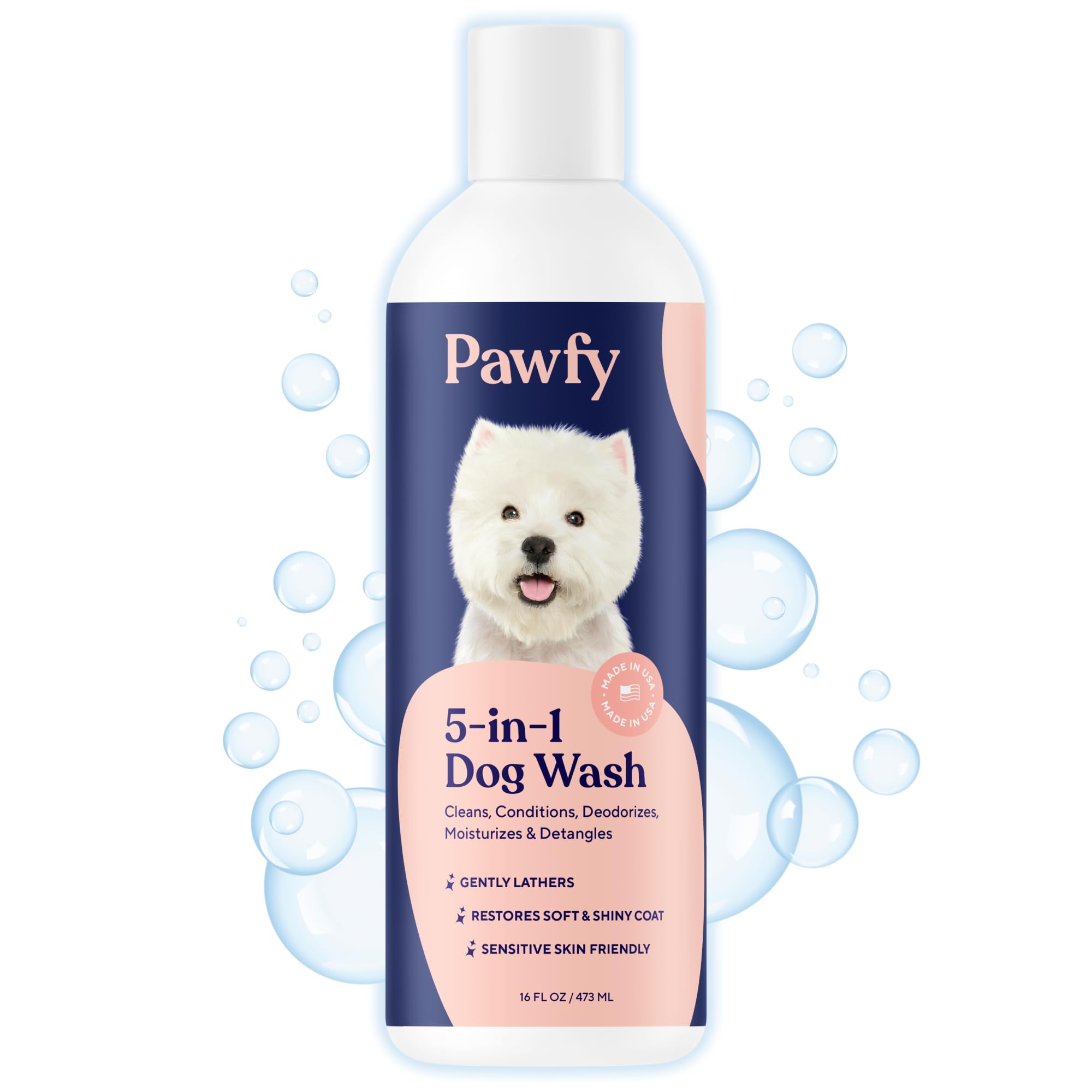 Pawfy Dog Shampoo and Conditioner for Itchy Skin Relief | Puppy Shampoo for Sensitive Skin | Natural 5 in 1 Pet Shampoo with Coconut, Oatmeal & Aloe Vera| Ideal Dog Wash for Smelly Dogs