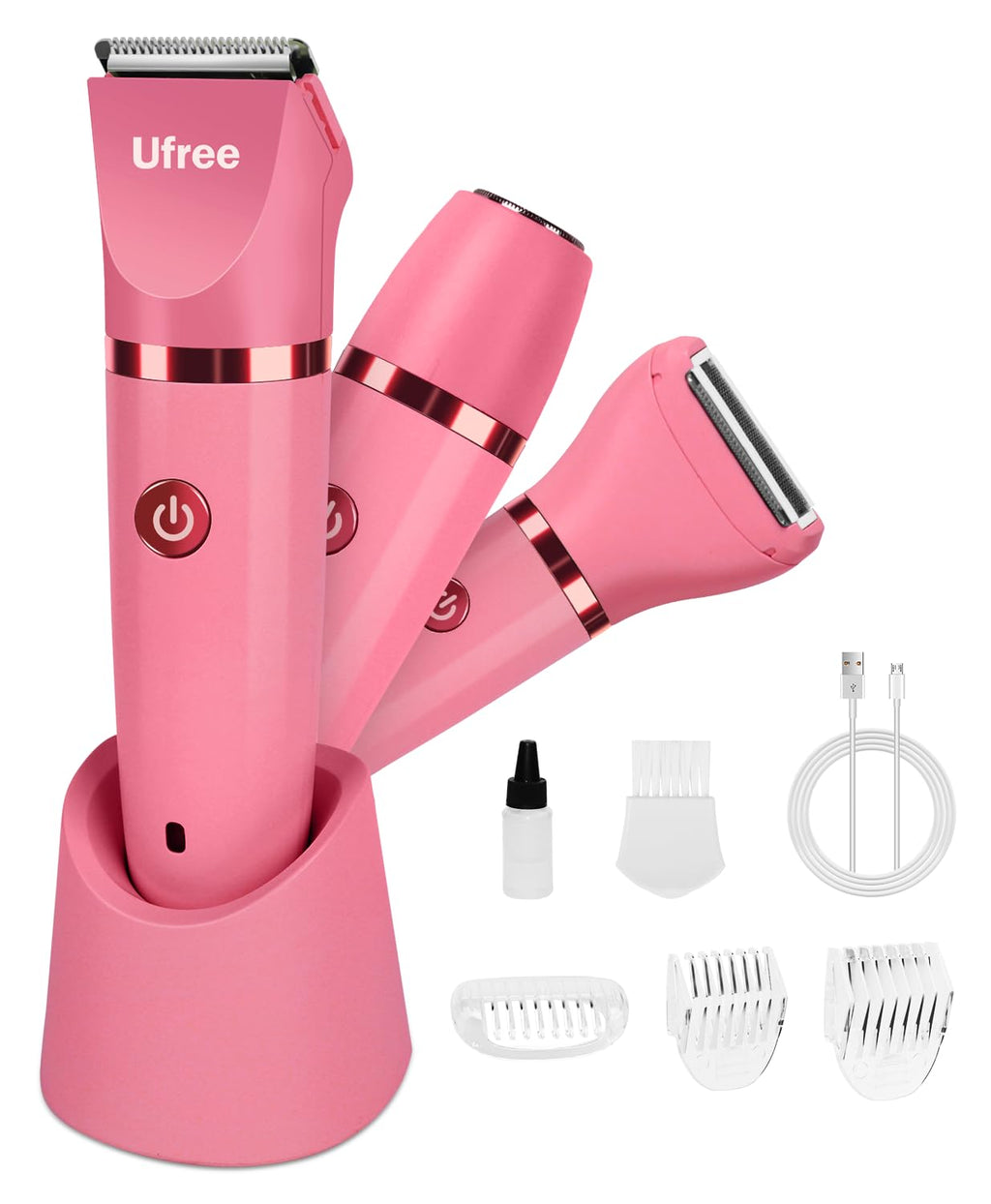 Ufree Bikini Trimmer Electric Razors for Women, Rechargeable Pubic Body Hair Trimmer Electric Shaver for Legs Body Hair, Bikini Shaver IPX7 Waterproof, Gifts for Women
