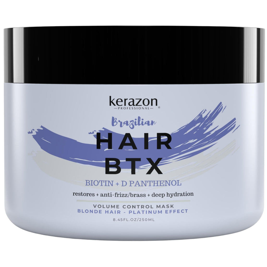 KERAZON Blonde Brazilian Hair BTX Purple Mask – Thermal Activated Hair Treatment for Blonde, Platinum & Silver Hair, Anti-Brass Care, Hydration, Shine & Frizz Control