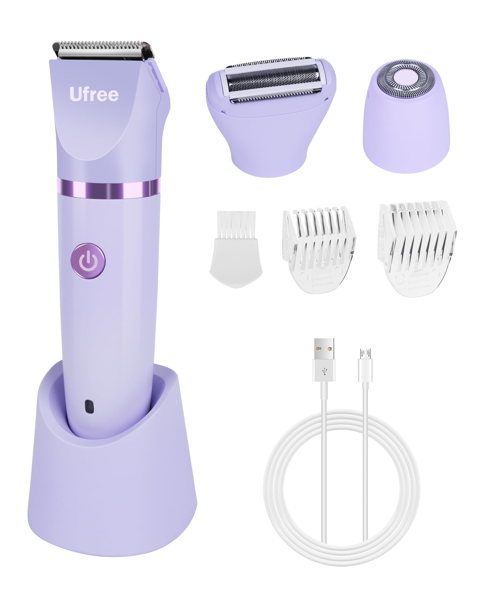 Ufree Bikini Trimmer Electric Razors for Women, Rechargeable Pubic Body Hair Trimmer Electric Shaver for Legs Body Hair, Bikini Shaver IPX7 Waterproof, Gifts for Women