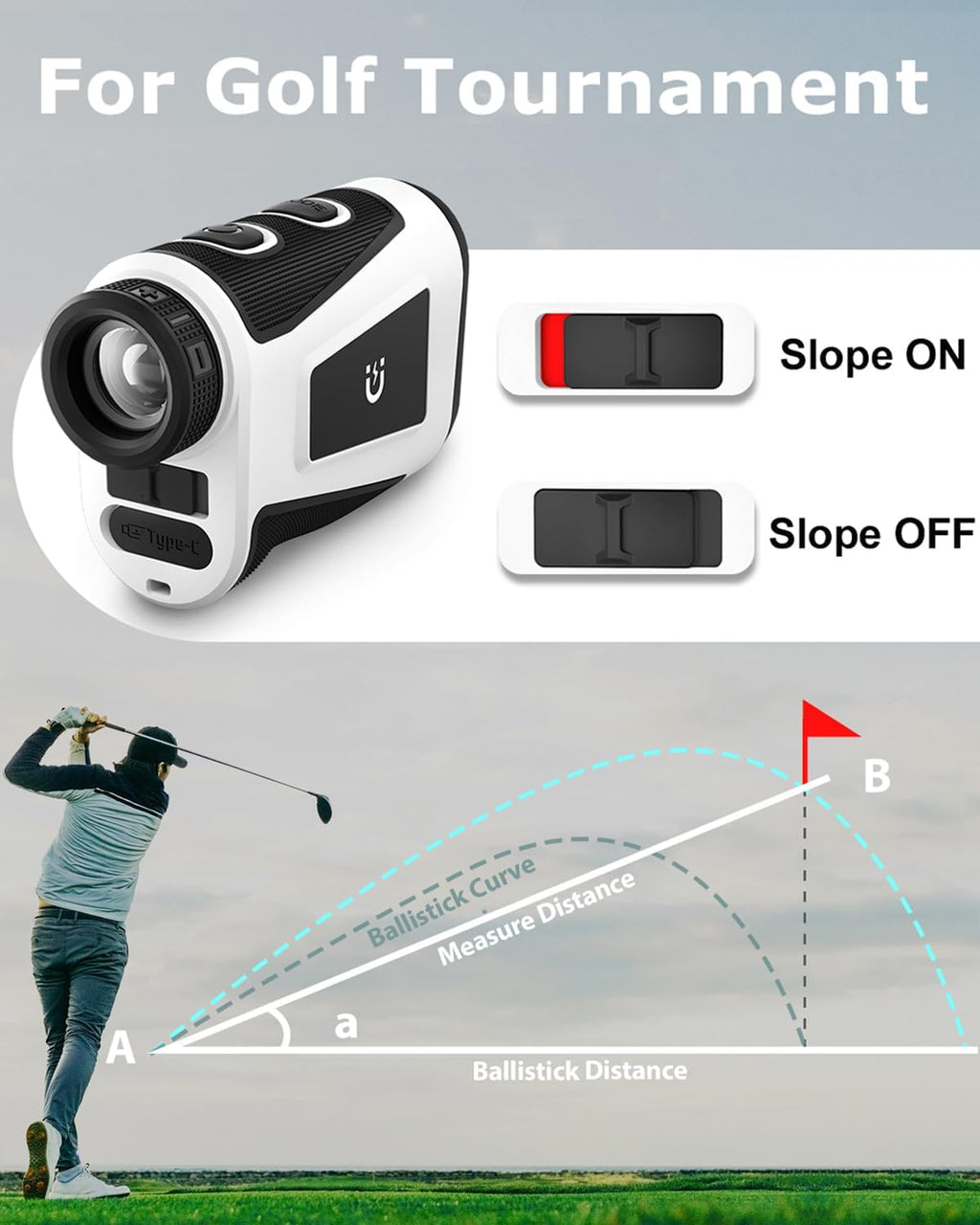 X1 Golf Rangefinder with Slope, Flagpole Lock and Vibration, 660/1100YDS Laser Rangefinder for Golfing & Hunting, Rechargeable Laser Range Finder Distance Measuring with High-Precision