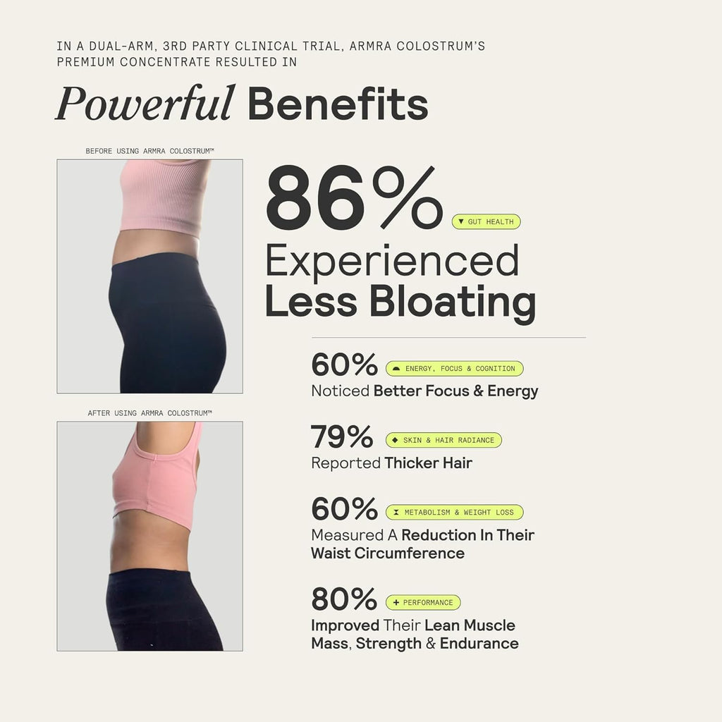 ARMRA Colostrum™ Powder | Gut Health & Bloating | Skin & Hair | Immunity | Keto, Gluten & Fat-Free | Travel Sticks