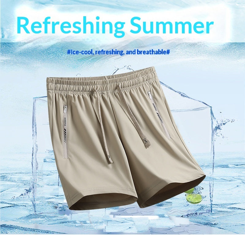 Quick-drying Loose-fitting Mens Sporty Casual Pants Thin Ice Silk Fabric