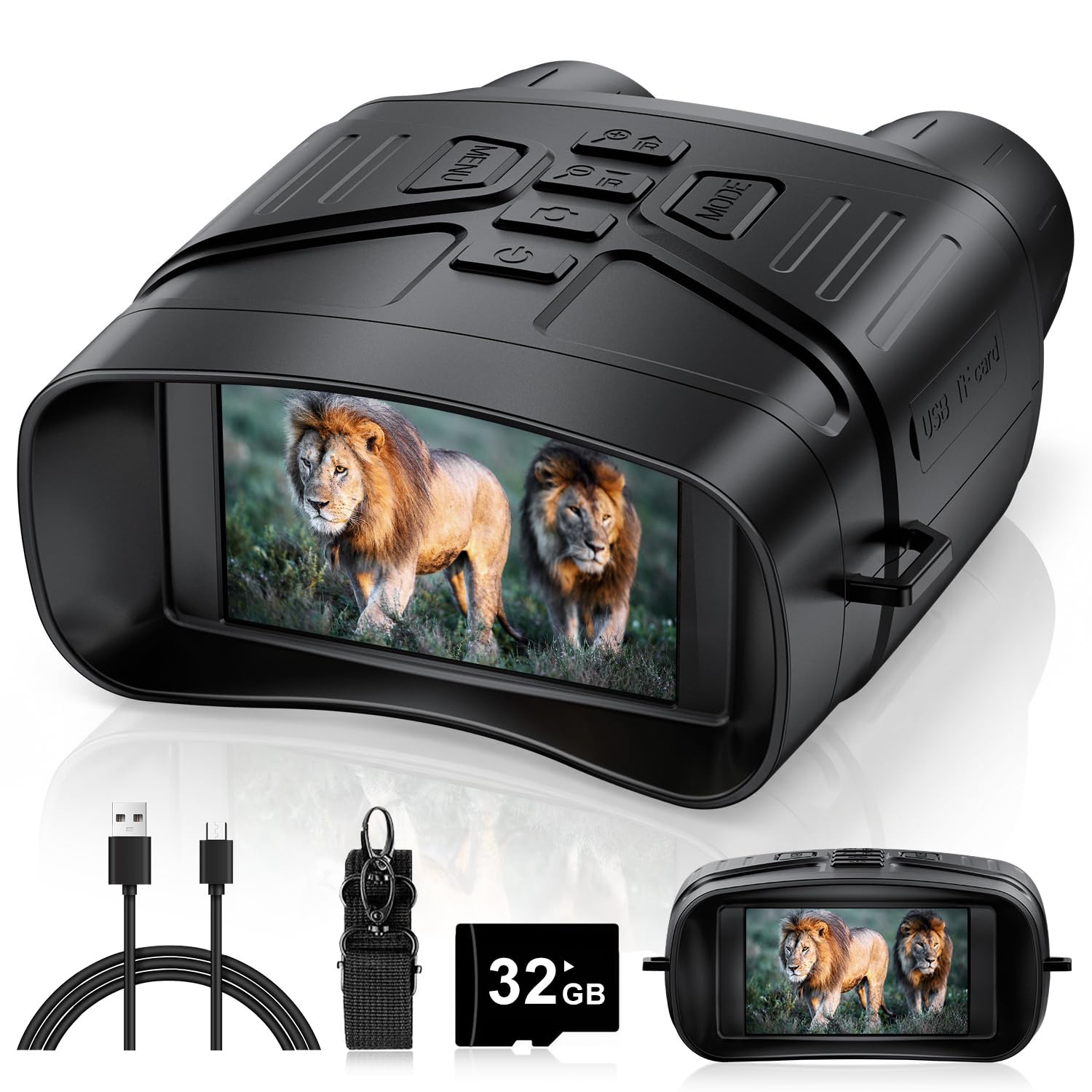 Night Vision Goggles - 4K Night Vision Binoculars for Adults, 3'' HD Screen Binoculars can Save Photo and Video with 32GB TF Card