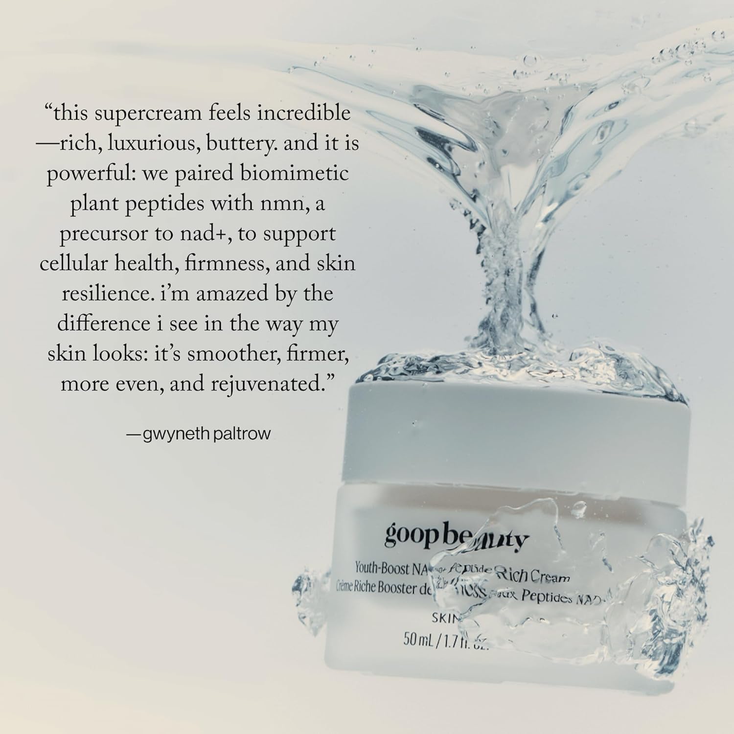 goop Beauty Youth-Boost NAD+ Peptide Rich Cream | Face Moisturizer for Aging Skin | Peptides, Ceramides, & NMN | Fine Lines & Wrinkles Treatment | 1.7 fl oz