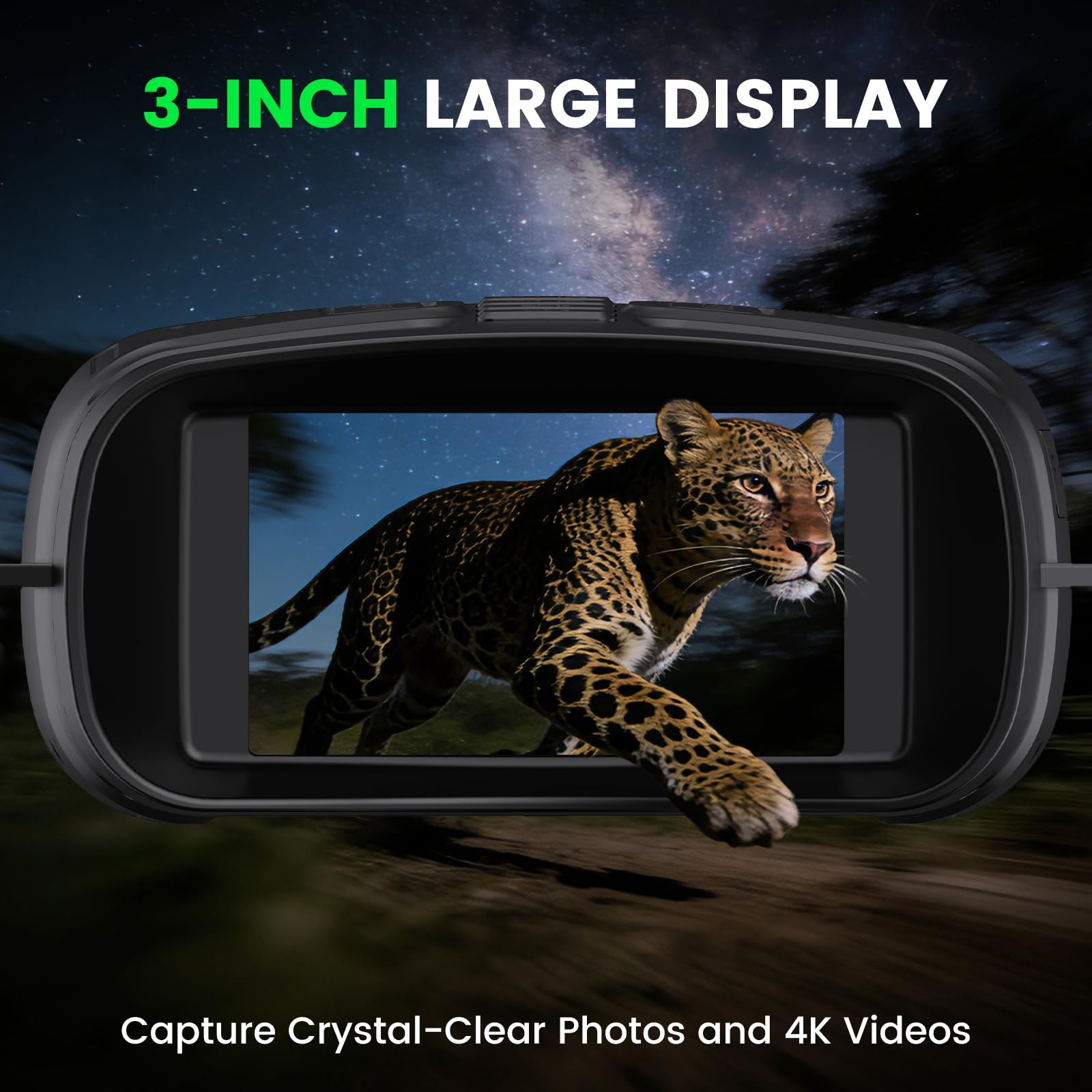 HEXEUM Night Vision Goggles - 4K Night Vision Binoculars for Adults, 3'' HD Screen Binoculars can Save Photo and Video with 32GB TF Card, Black, NV4000