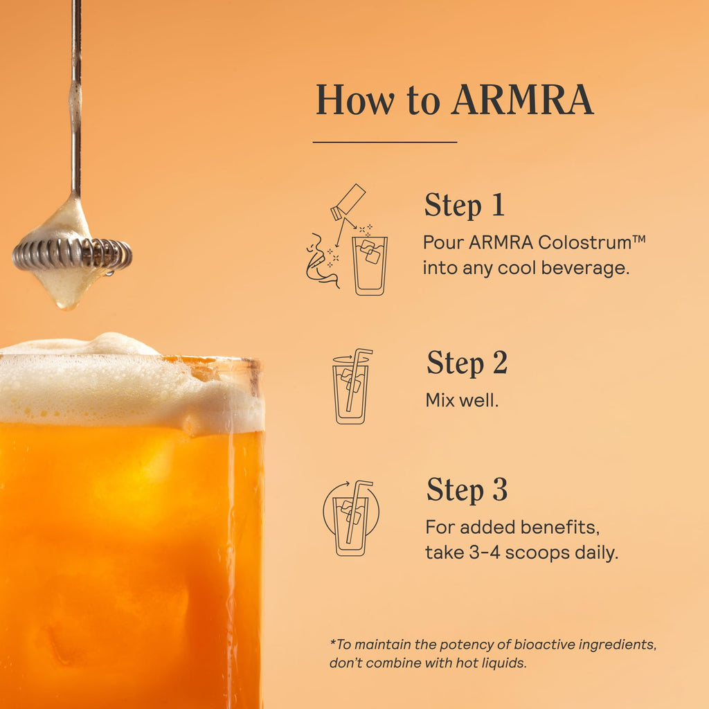 ARMRA Colostrum™ Powder | Gut Health & Bloating | Skin & Hair | Immunity | Keto, Gluten & Fat-Free | Travel Sticks