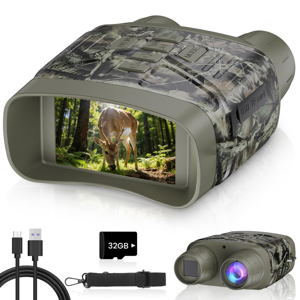 Night Vision Goggles - 4K Night Vision Binoculars for Adults, 3'' HD Screen Binoculars can Save Photo and Video with 32GB TF Card