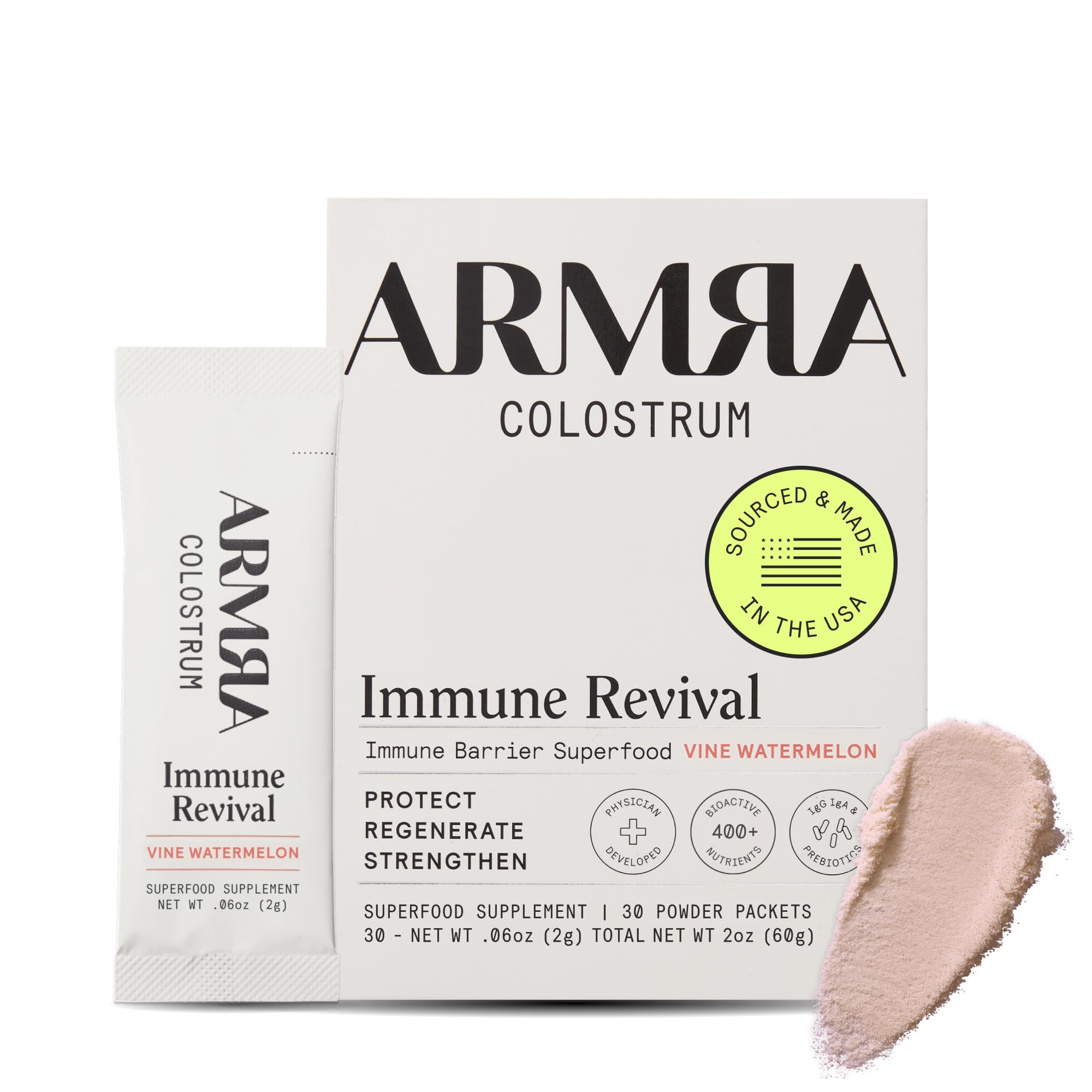 ARMRA Colostrum™ Powder | Gut Health & Bloating | Skin & Hair | Immunity | Keto, Gluten & Fat-Free | Travel Sticks