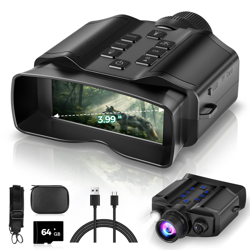Night Vision Goggles - 4K Night Vision Binoculars for Adults, 3'' HD Screen Binoculars can Save Photo and Video with 32GB TF Card