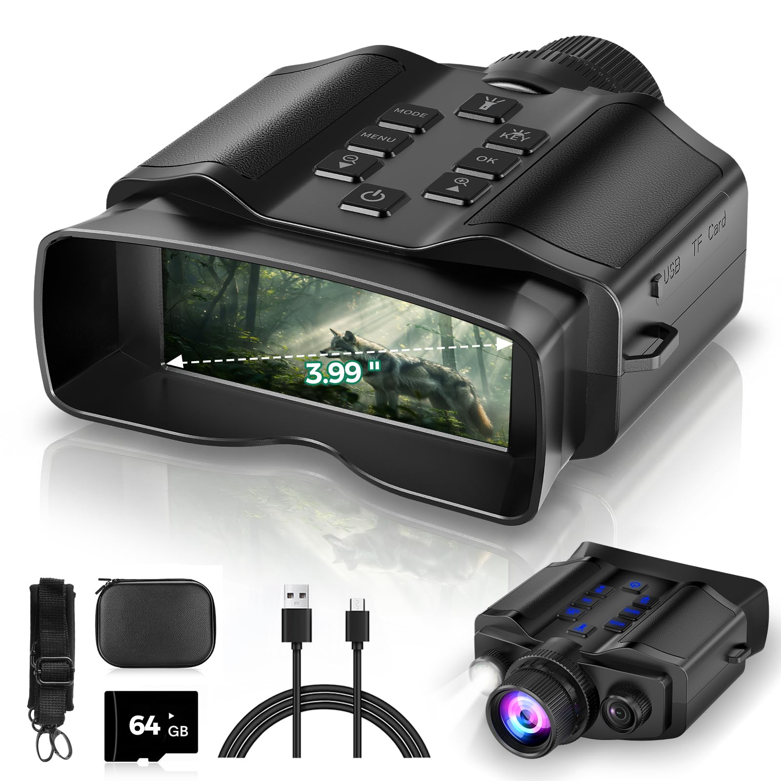 Night Vision Goggles - 4K Night Vision Binoculars for Adults, 3'' HD Screen Binoculars can Save Photo and Video with 32GB TF Card