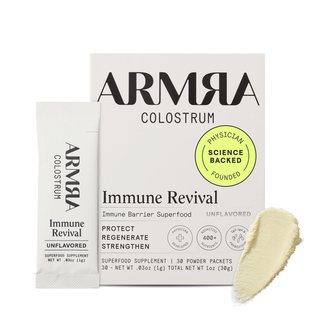 ARMRA Colostrum™ Powder | Gut Health & Bloating | Skin & Hair | Immunity | Keto, Gluten & Fat-Free | Travel Sticks