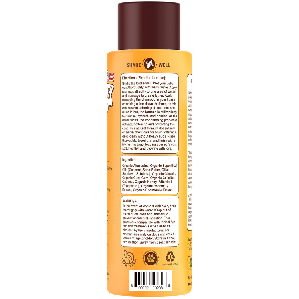 Petsmont Dream Bubbles Organic Shampoo + Conditioner for Dogs and Cats - Oatmeal Shampoo for Sensitive Skin, Anti Itch Conditioner 2 in 1 Dog Itch Relief - 16oz