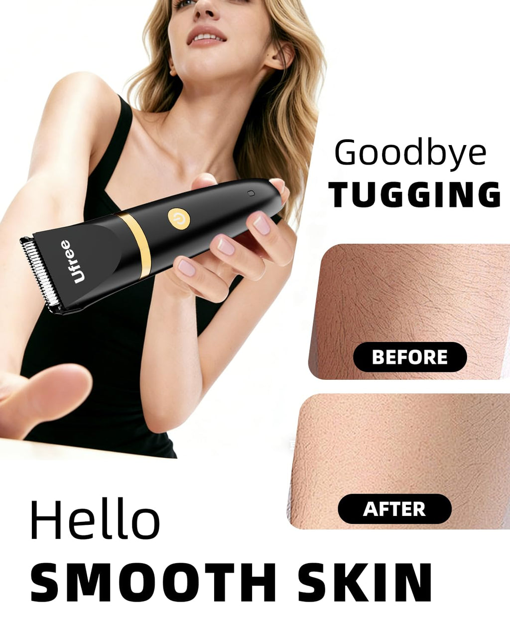 Ufree Bikini Trimmer Electric Razors for Women, Rechargeable Pubic Body Hair Trimmer Electric Shaver for Legs Body Hair, Bikini Shaver IPX7 Waterproof, Gifts for Women