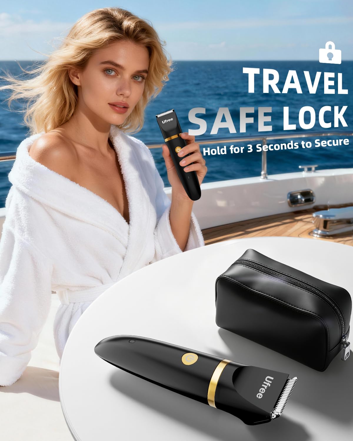 Ufree Bikini Trimmer Electric Razors for Women, Rechargeable Pubic Body Hair Trimmer Electric Shaver for Legs Body Hair, Bikini Shaver IPX7 Waterproof, Gifts for Women
