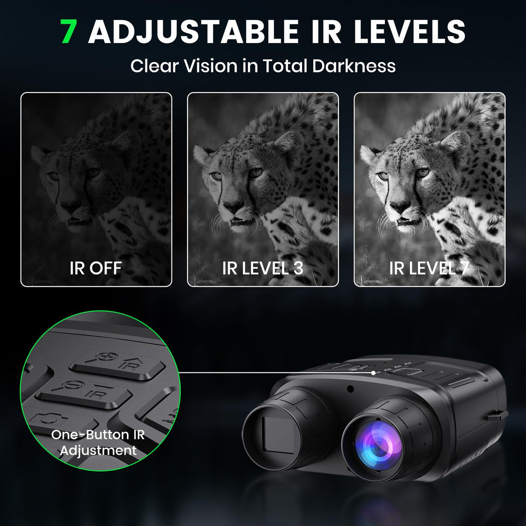 HEXEUM Night Vision Goggles - 4K Night Vision Binoculars for Adults, 3'' HD Screen Binoculars can Save Photo and Video with 32GB TF Card, Black, NV4000