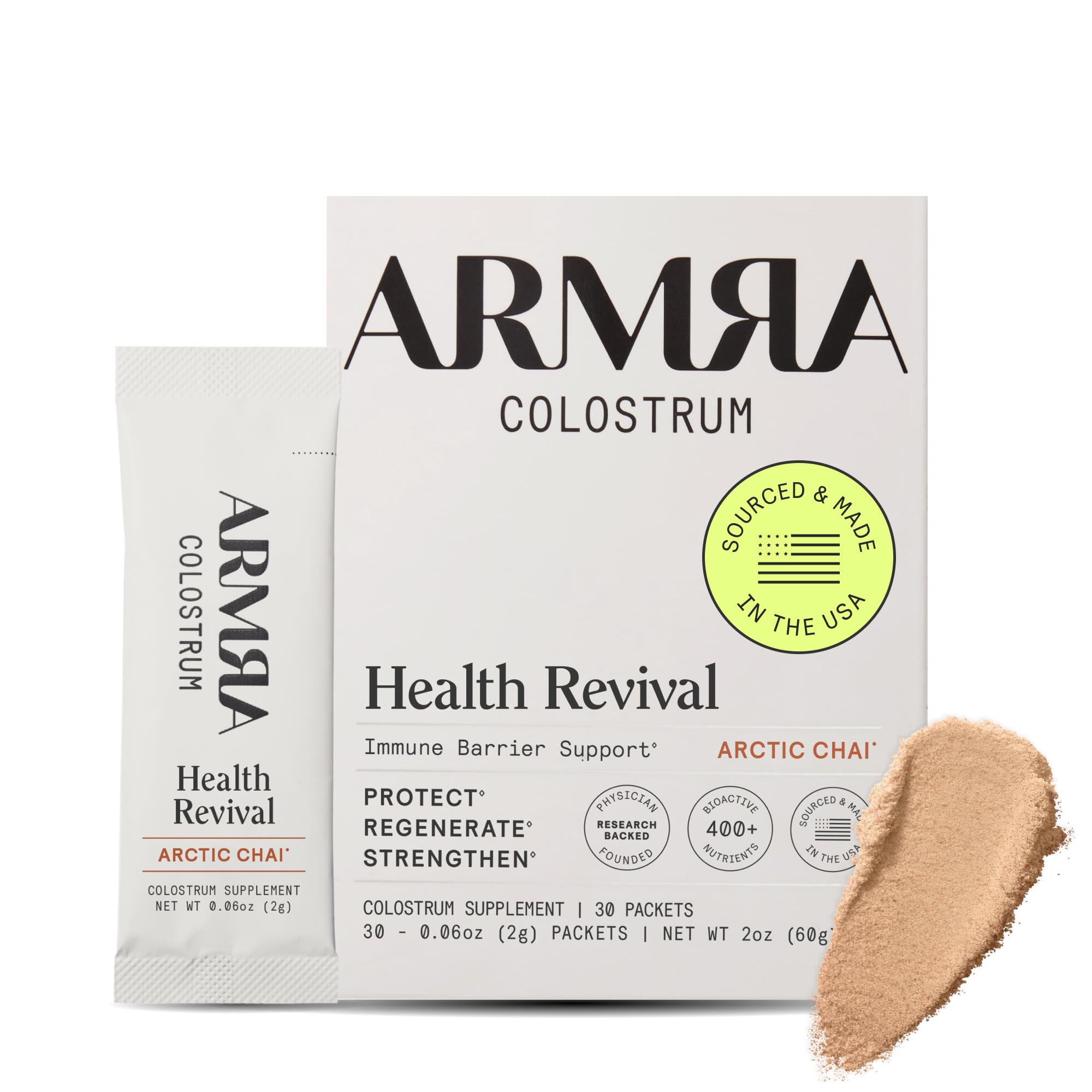 ARMRA Colostrum™ Powder | Gut Health & Bloating | Skin & Hair | Immunity | Keto, Gluten & Fat-Free | Travel Sticks