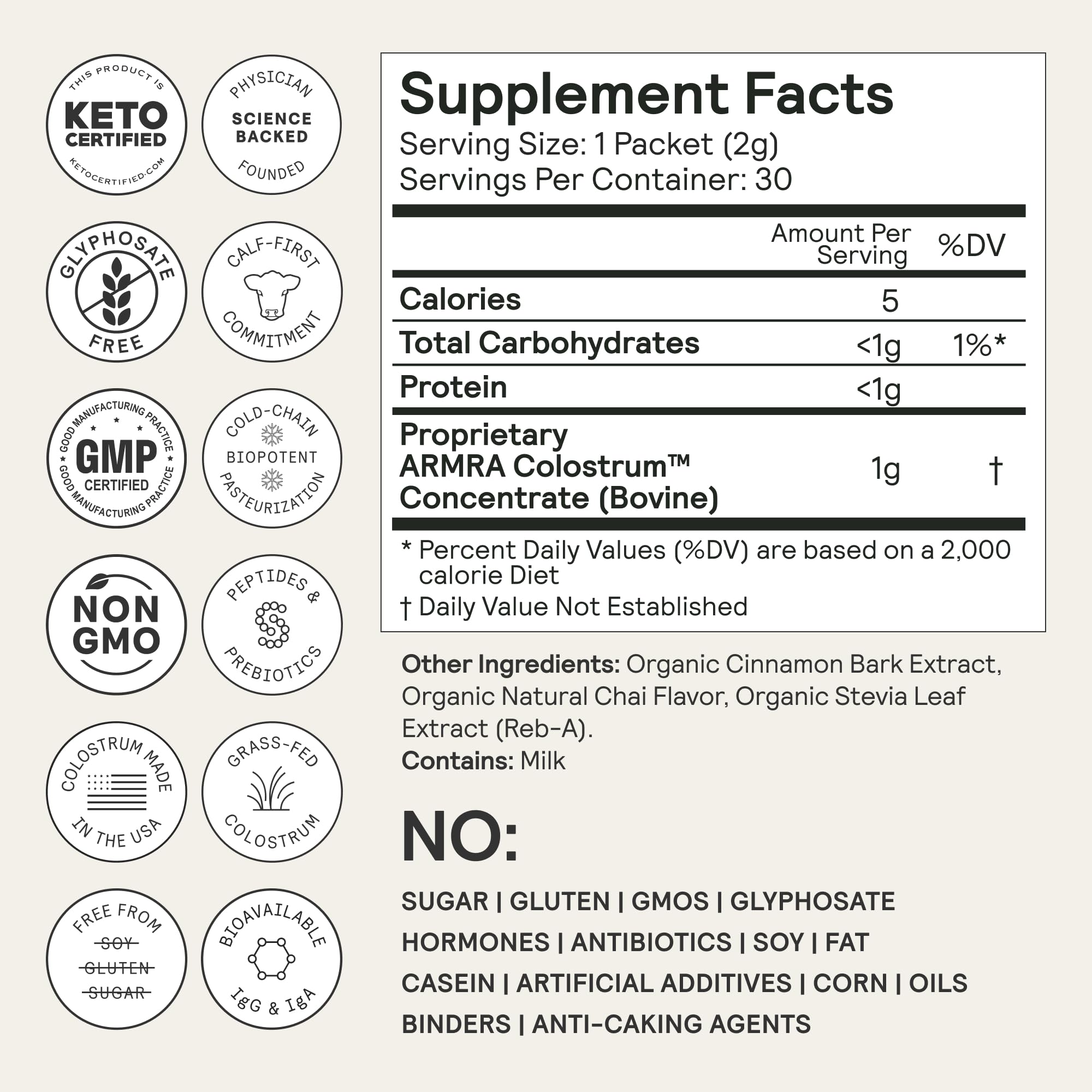 ARMRA Colostrum™ Powder | Gut Health & Bloating | Skin & Hair | Immunity | Keto, Gluten & Fat-Free | Travel Sticks