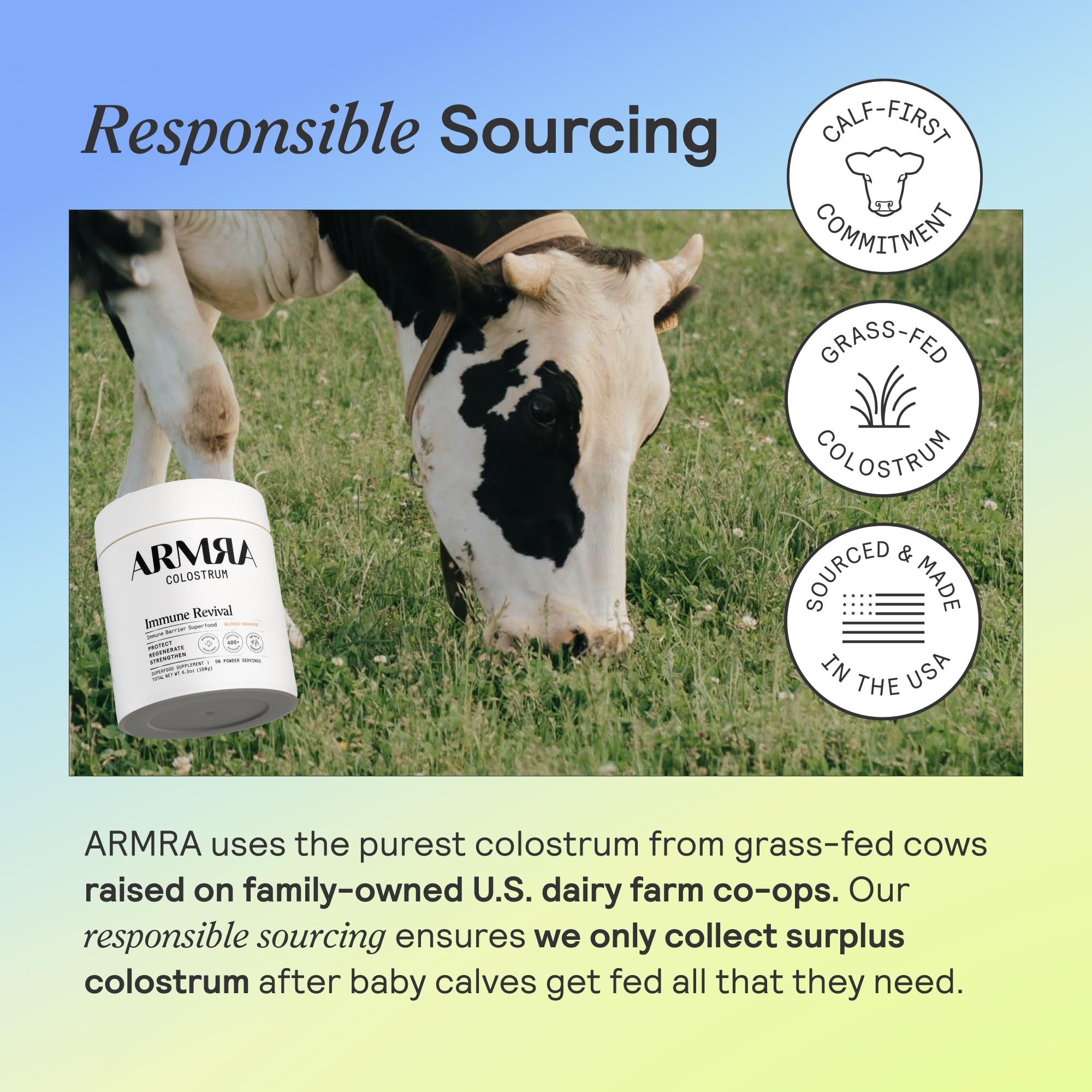 ARMRA Colostrum™ Powder | Gut Health & Bloating | Skin & Hair | Immunity | Keto, Gluten & Fat-Free | Travel Sticks