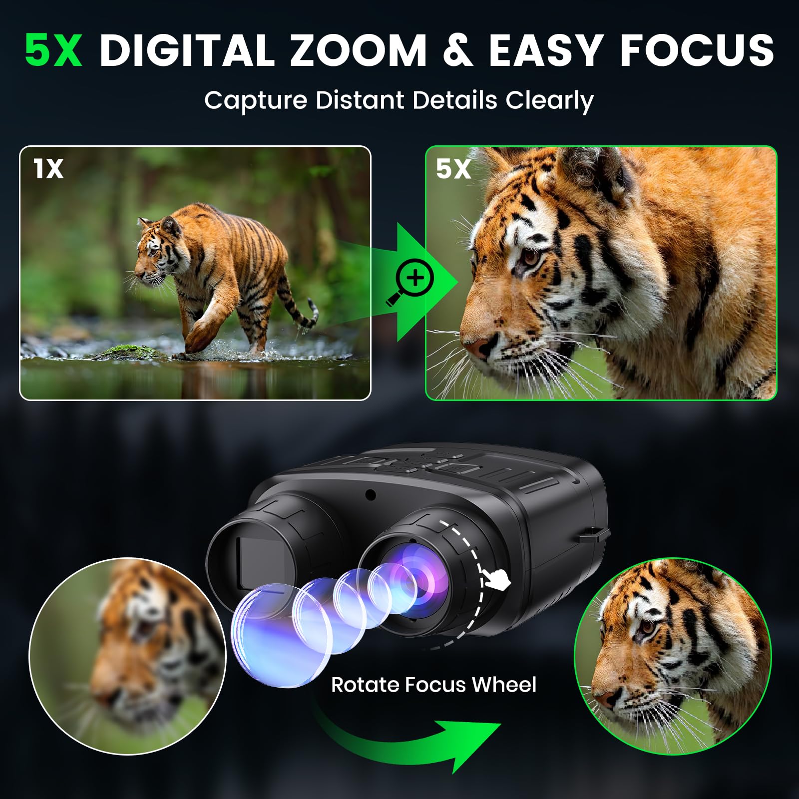 Night Vision Goggles - 4K Night Vision Binoculars for Adults, 3'' HD Screen Binoculars can Save Photo and Video with 32GB TF Card