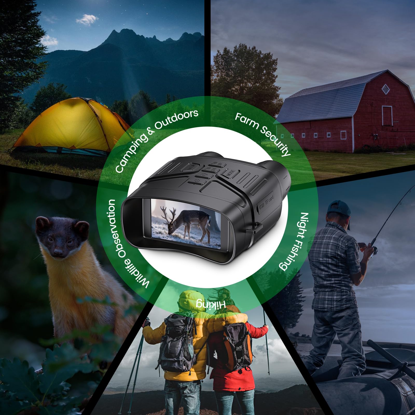 HEXEUM Night Vision Goggles - 4K Night Vision Binoculars for Adults, 3'' HD Screen Binoculars can Save Photo and Video with 32GB TF Card, Black, NV4000