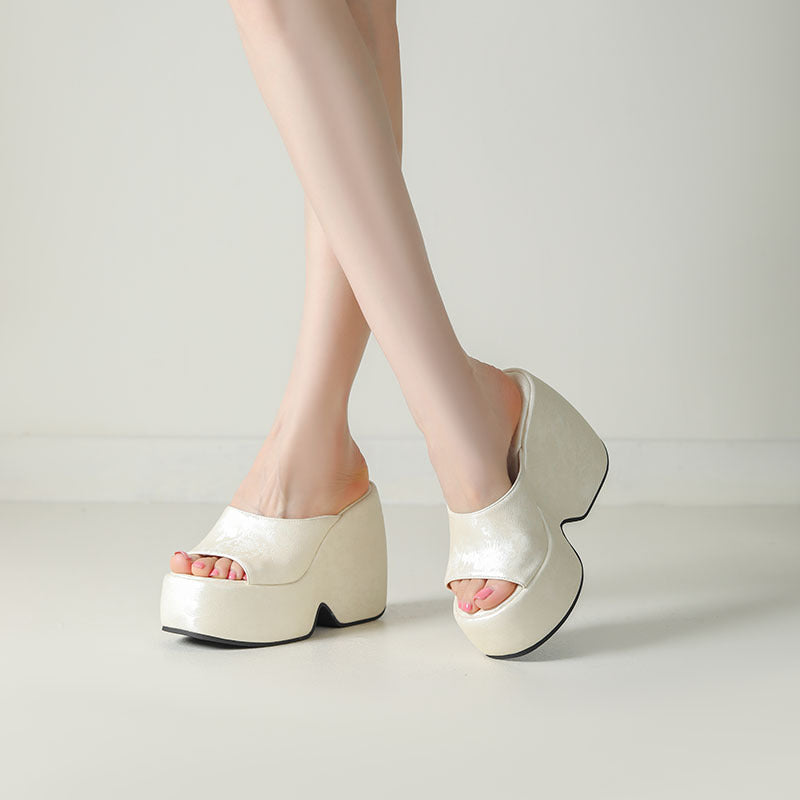 Wedge Heel Jacquard Plus-Size Open-Toe Platform Sandals
