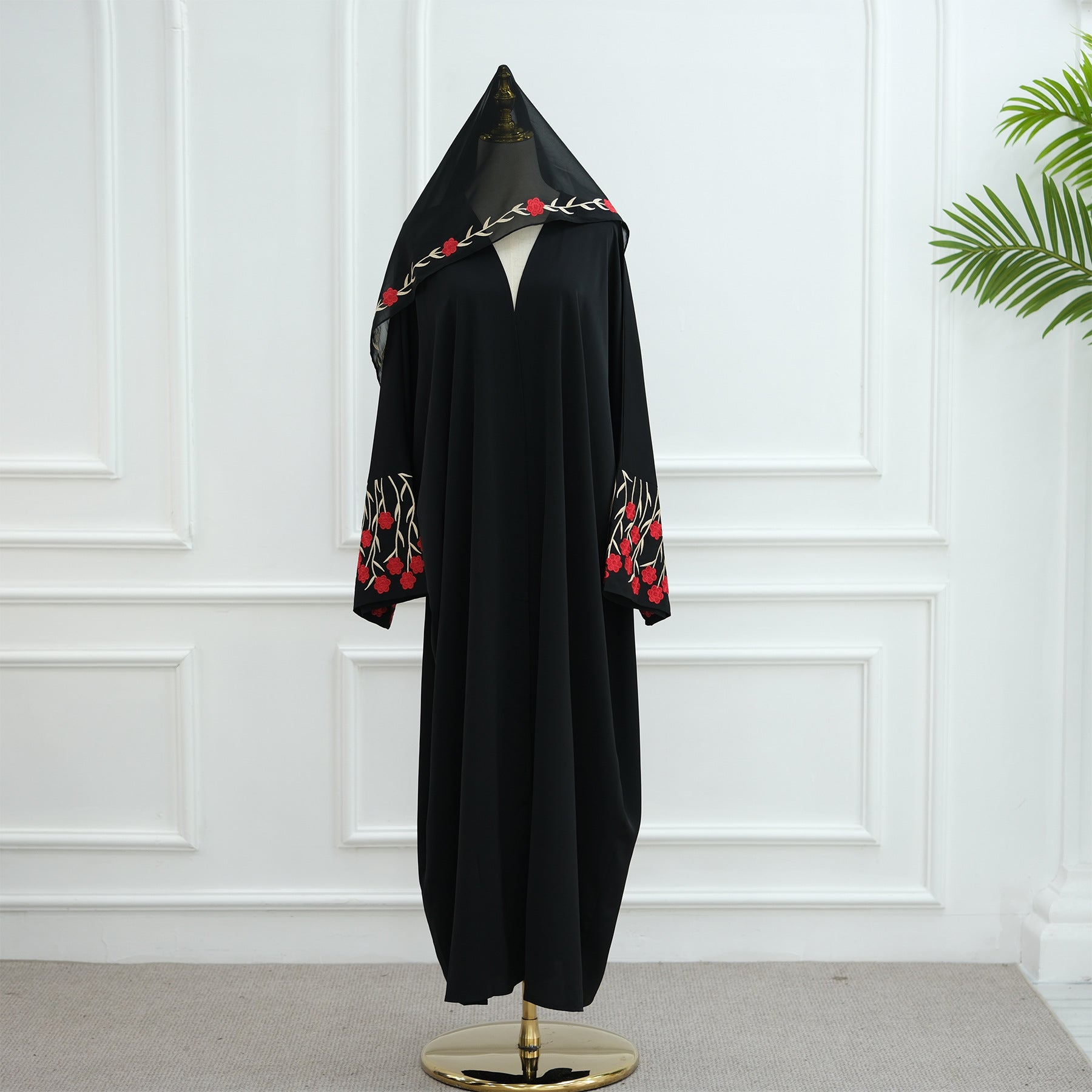 Dubai Middle East Turkey Dubai Flower Embroidered Elegant Cardigan
