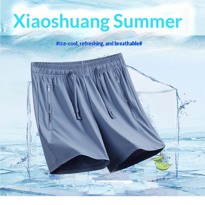 Quick-drying Loose-fitting Mens Sporty Casual Pants Thin Ice Silk Fabric